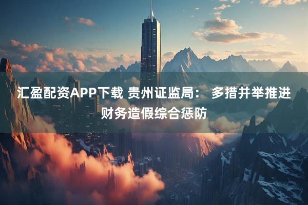 汇盈配资APP下载 贵州证监局： 多措并举推进财务造假综合惩防